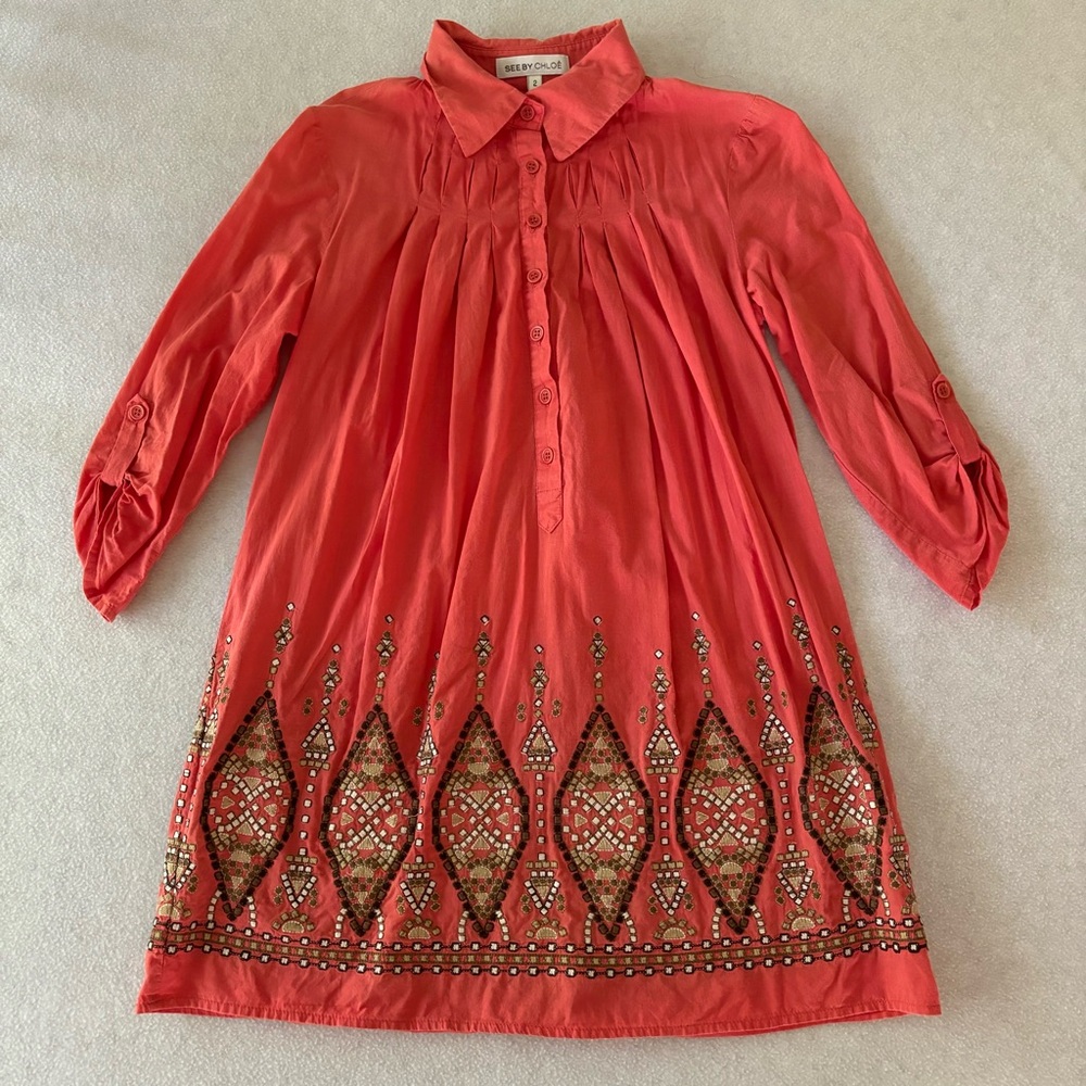 See By Chloé Embroidered Pleated Blouse